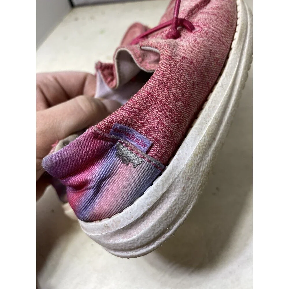 Hey Dude Wendy Youth Size K10 Funk Fuxia Loafers Slide On Shoes Pink Glitter